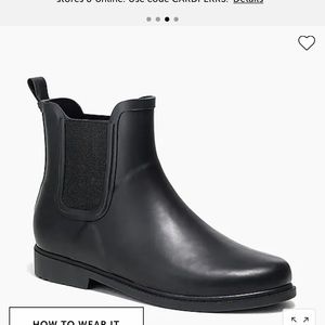 j crew black Matte Chelsea rain boots NEW IN BOX SIZE 7